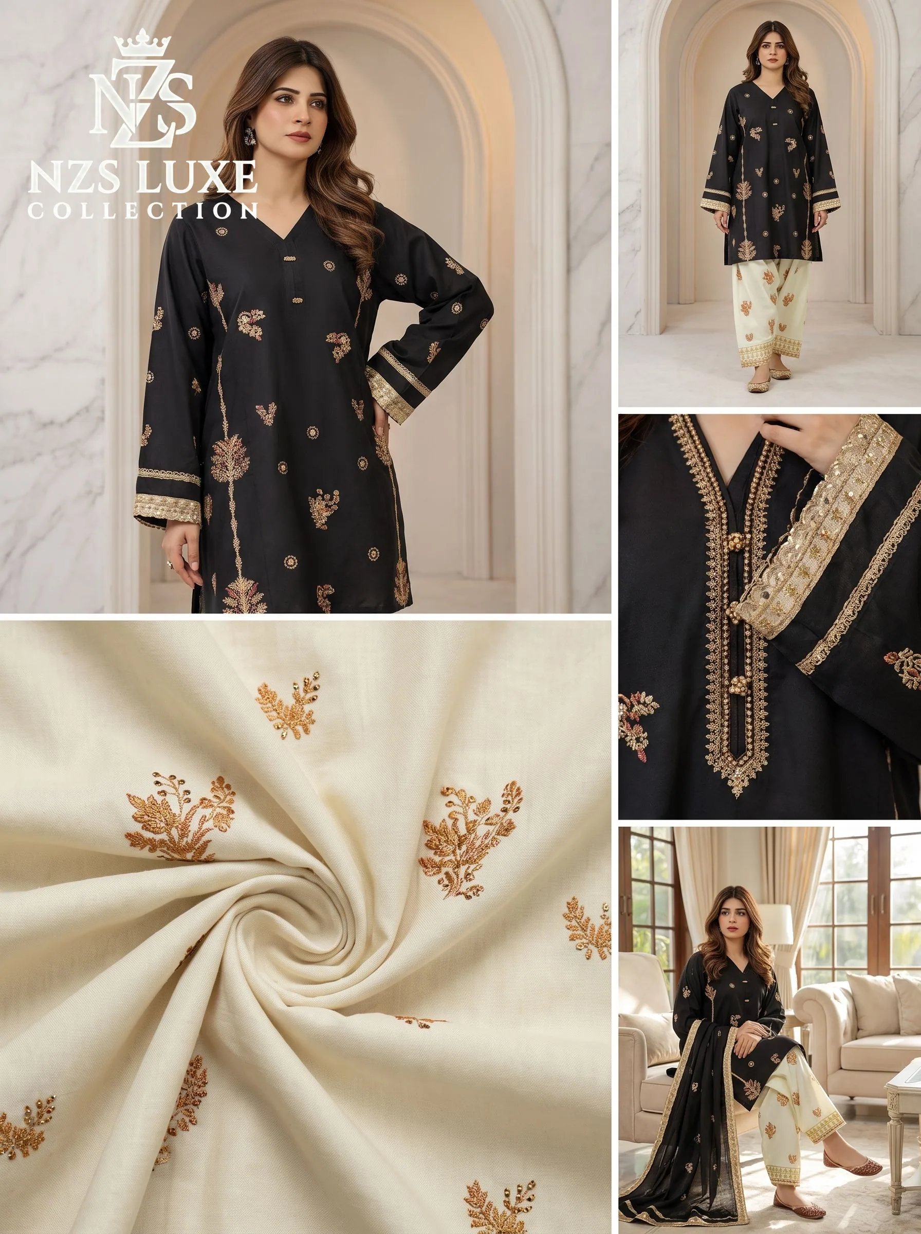 Dhanak Embroidered 2-Piece unStitched Suit - image 2