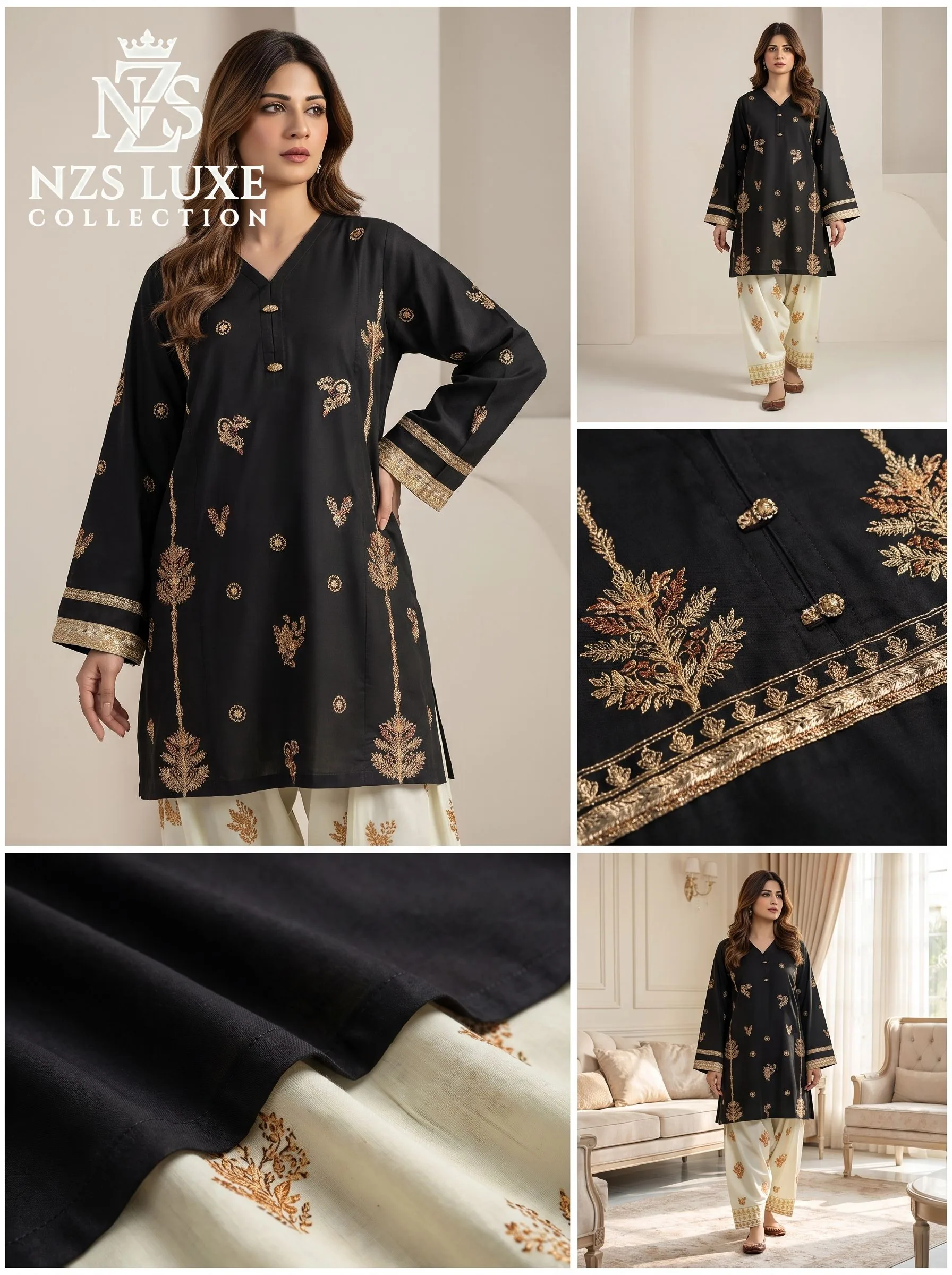 Dhanak Embroidered 2-Piece unStitched Suit - image 3