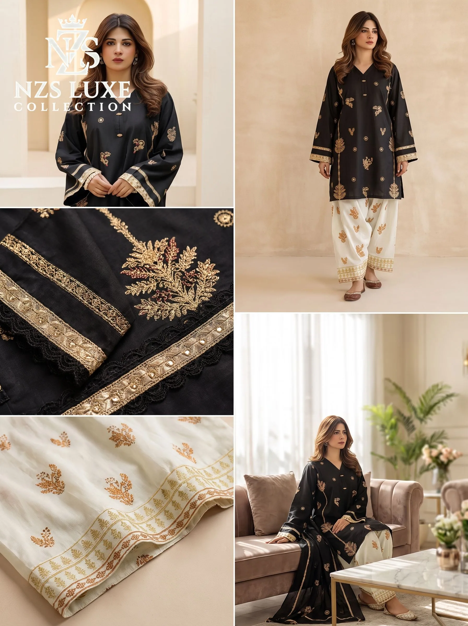 Dhanak Embroidered 2-Piece unStitched Suit - image 4