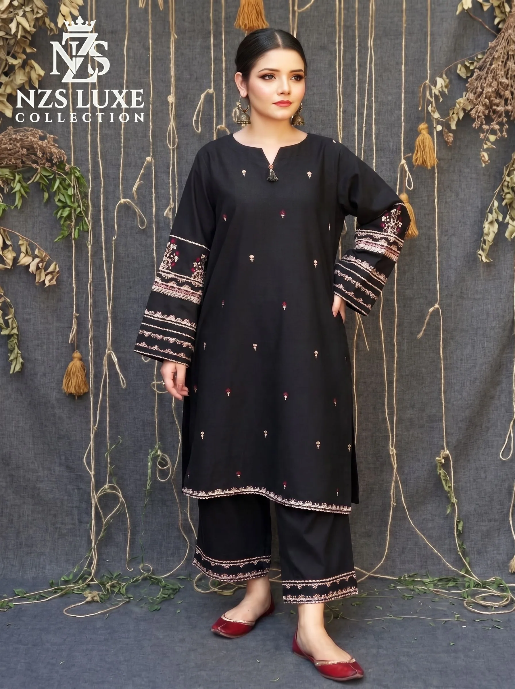 Dhanak Embroidered 2-Piece unStitched Suit - image 1