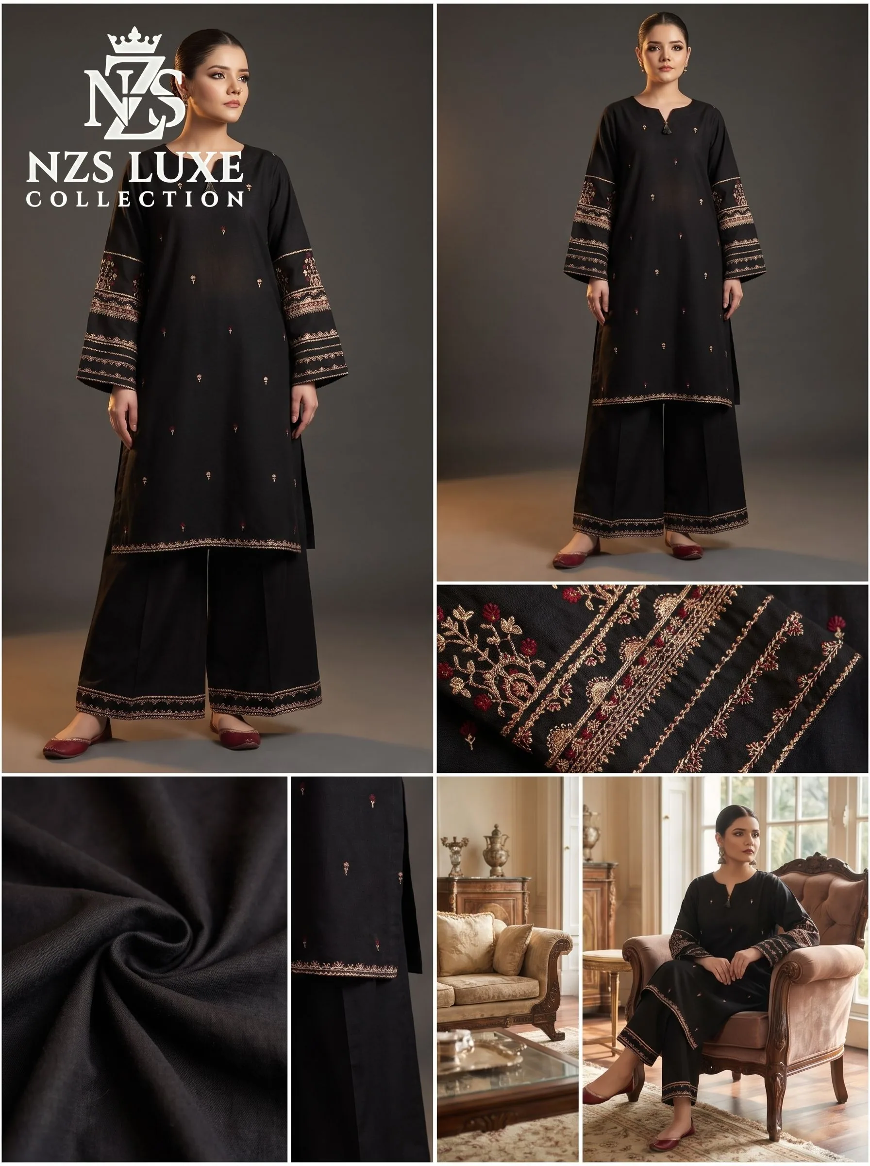 Dhanak Embroidered 2-Piece unStitched Suit - image 2