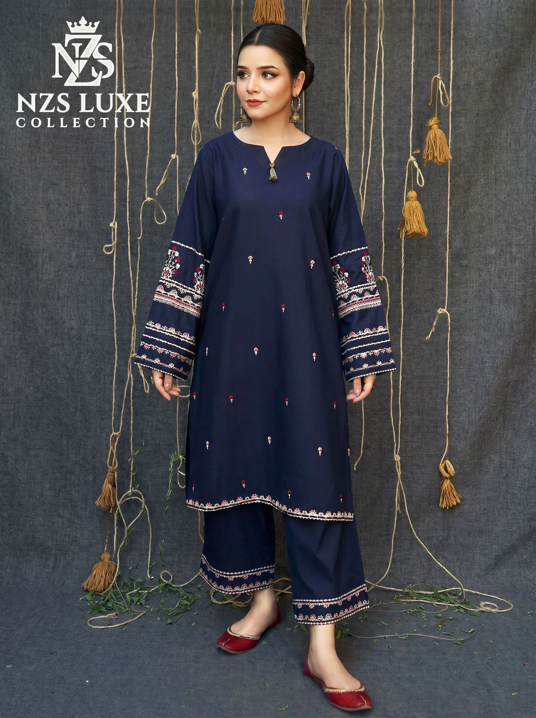 Dhanak Embroidered 2-Piece unStitched Suit - image 3