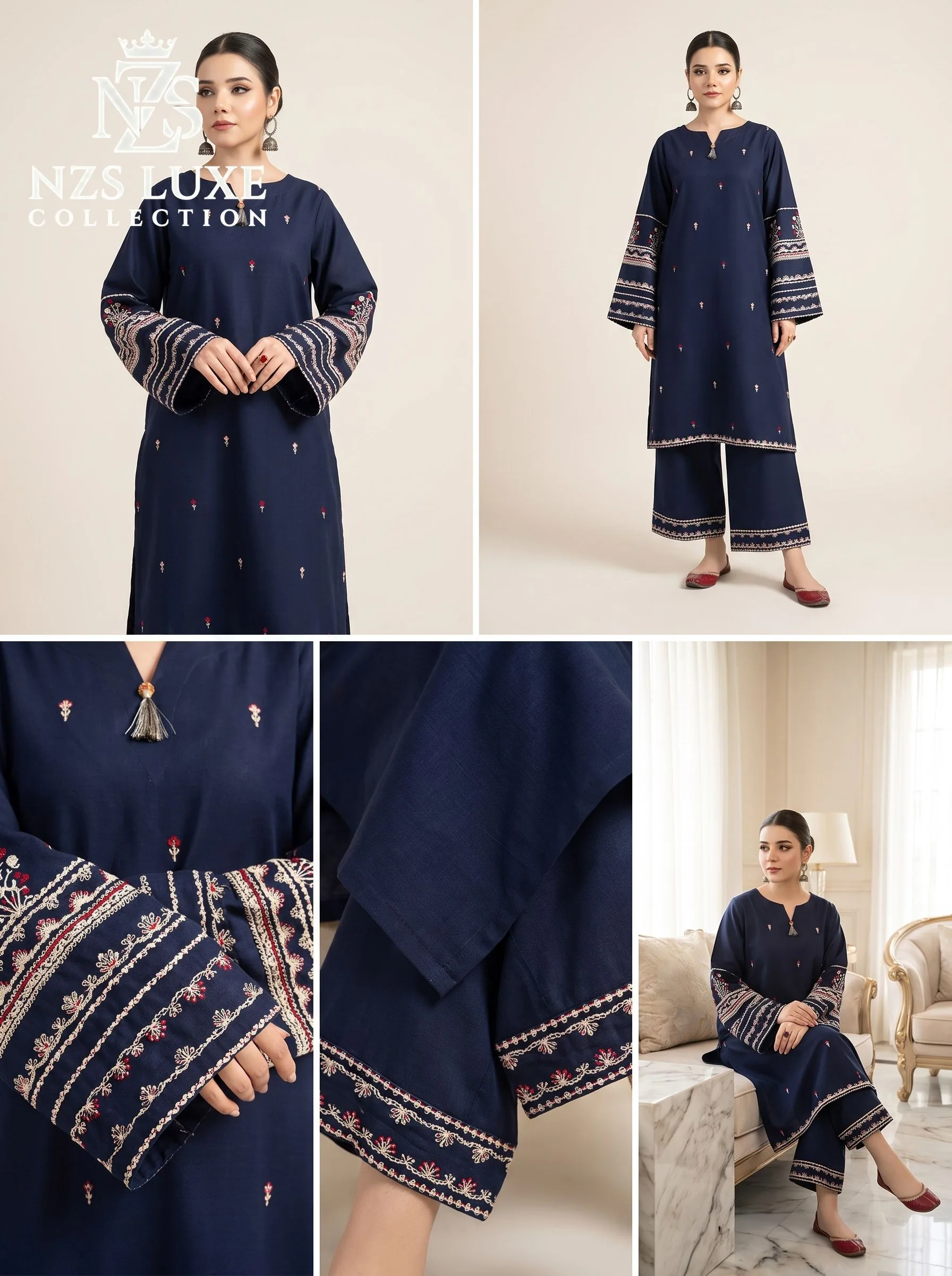 Dhanak Embroidered 2-Piece unStitched Suit - image 4