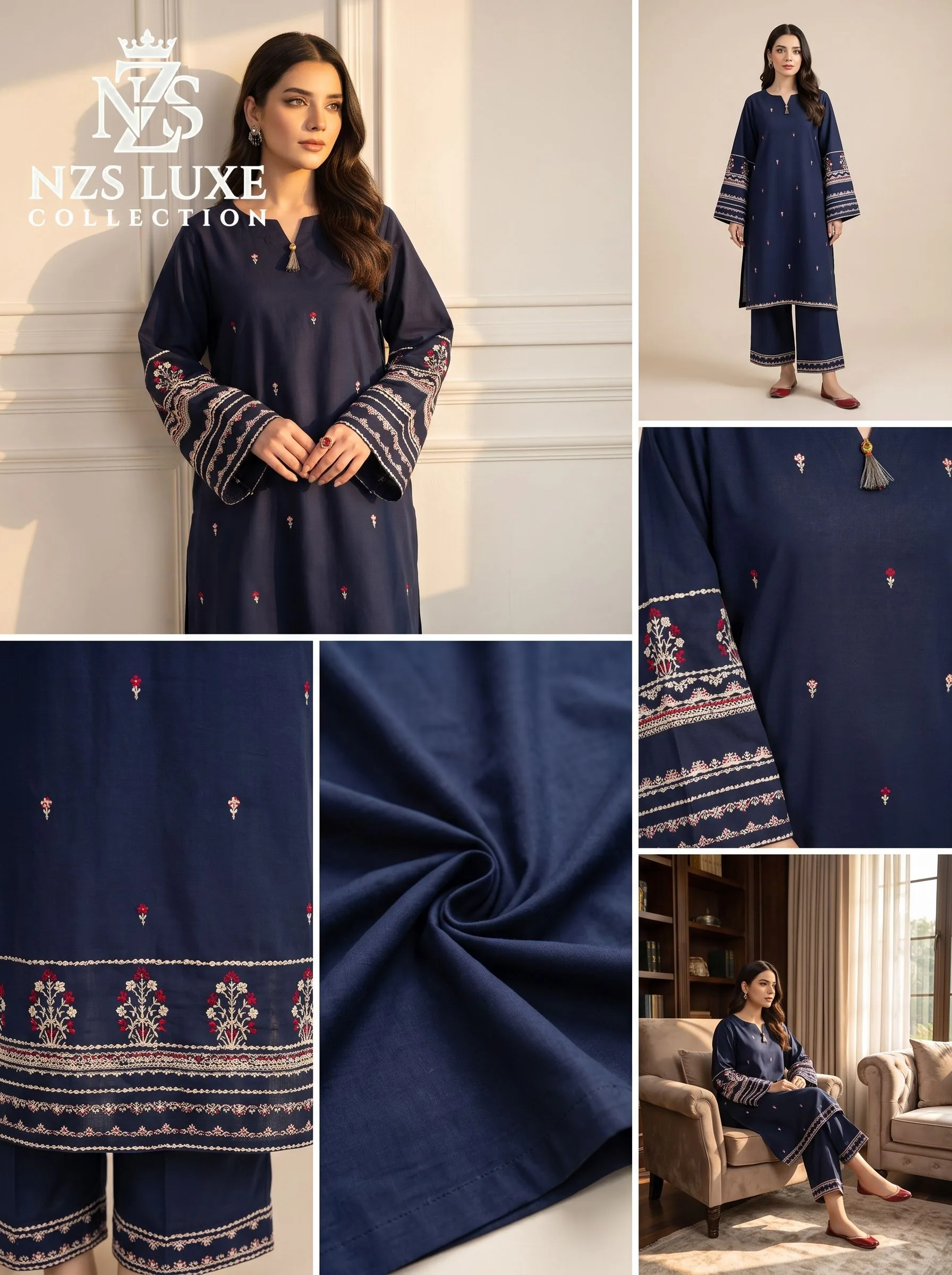 Dhanak Embroidered 2-Piece unStitched Suit - image 5