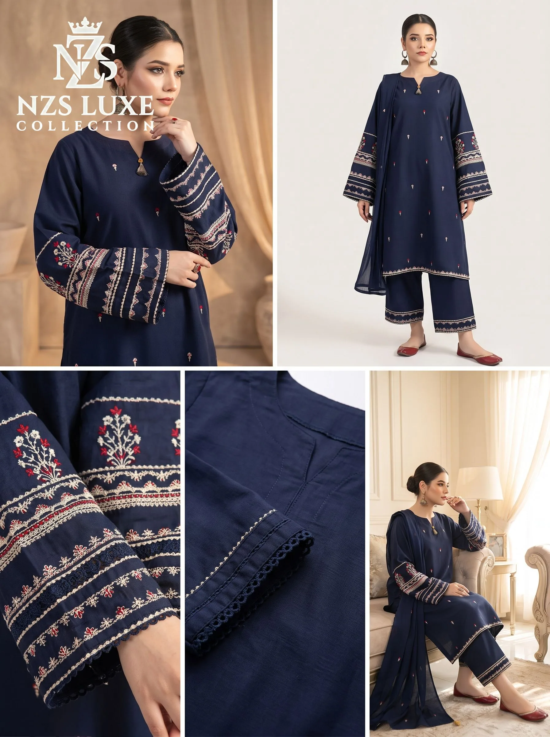 Dhanak Embroidered 2-Piece unStitched Suit - image 6