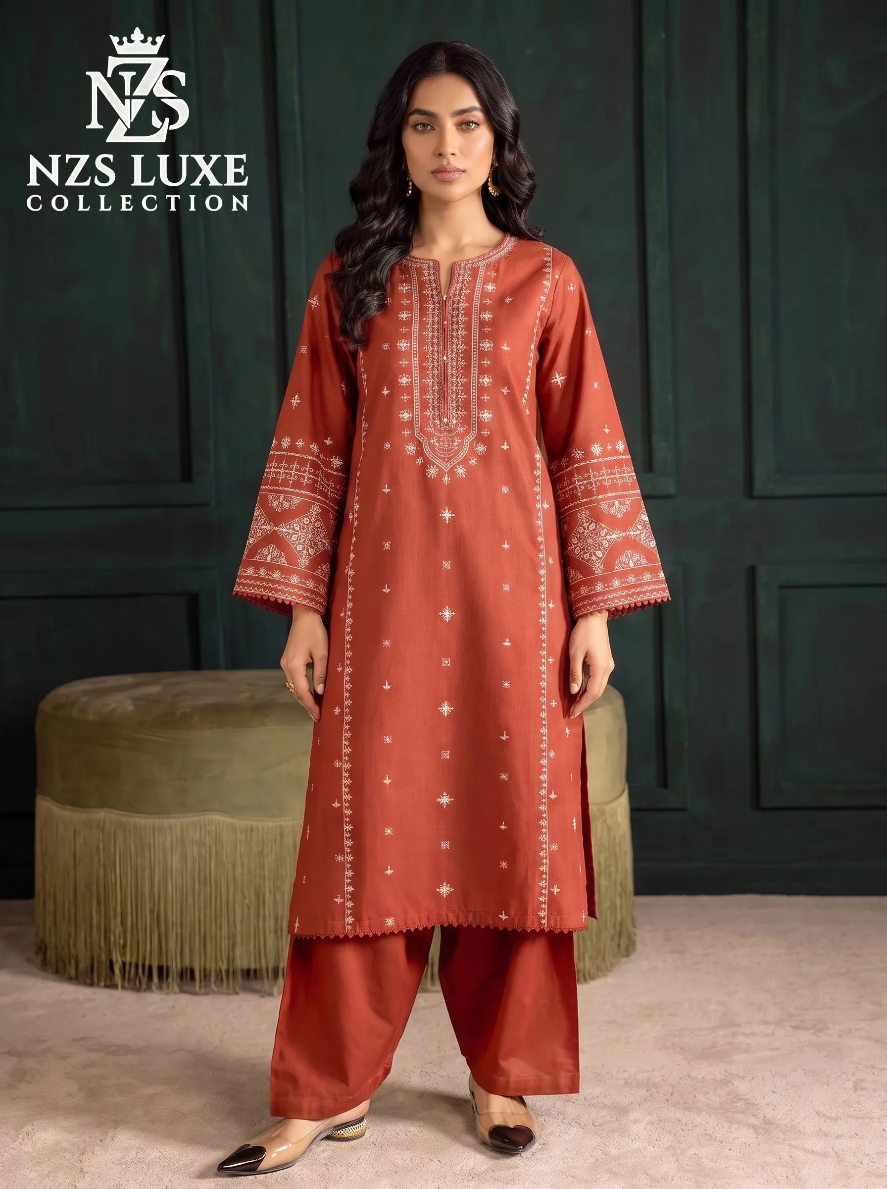 Dhanak Embroidered 2-Piece unStitched Suit - image 5