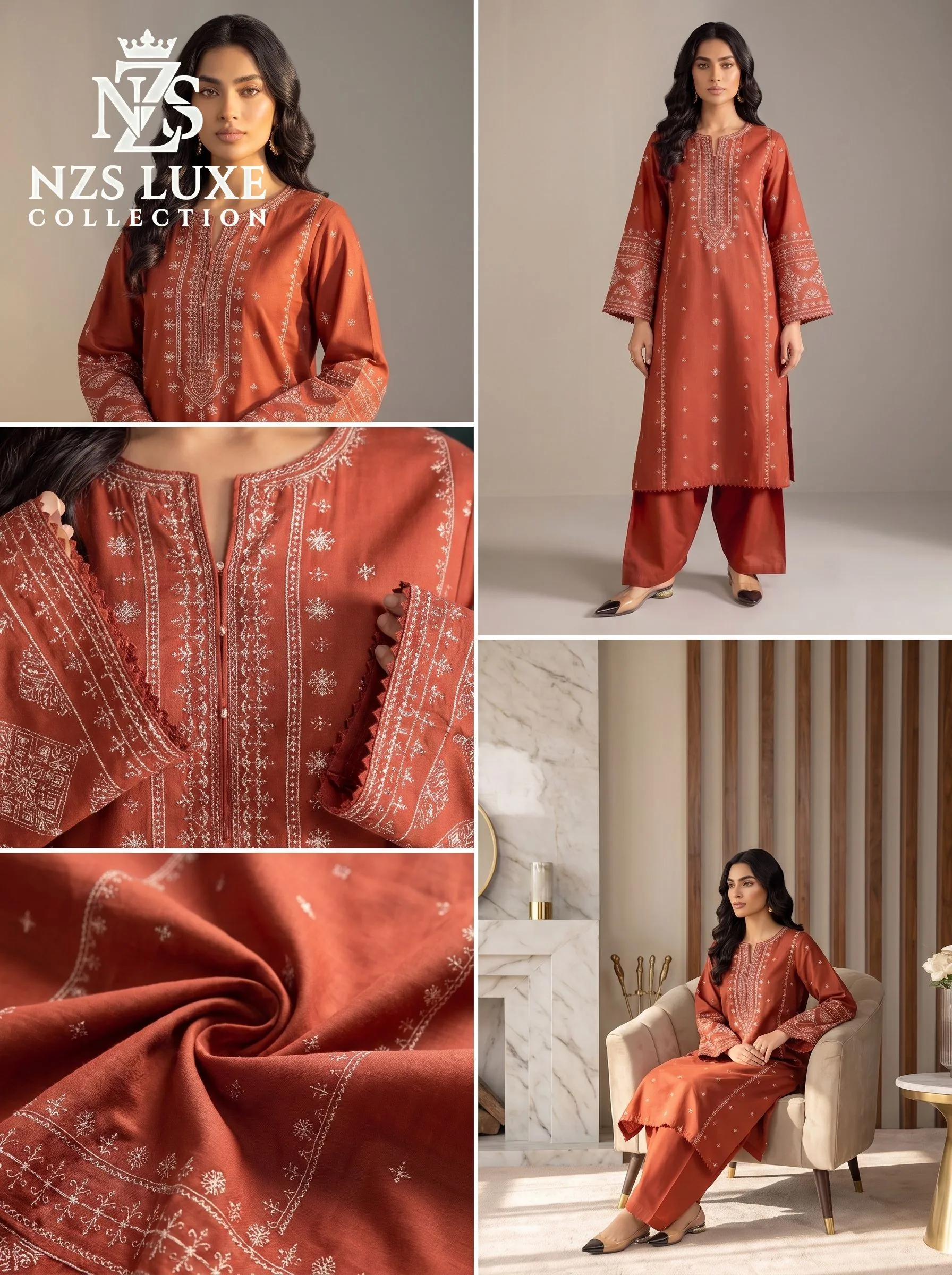 Dhanak Embroidered 2-Piece unStitched Suit - image 3