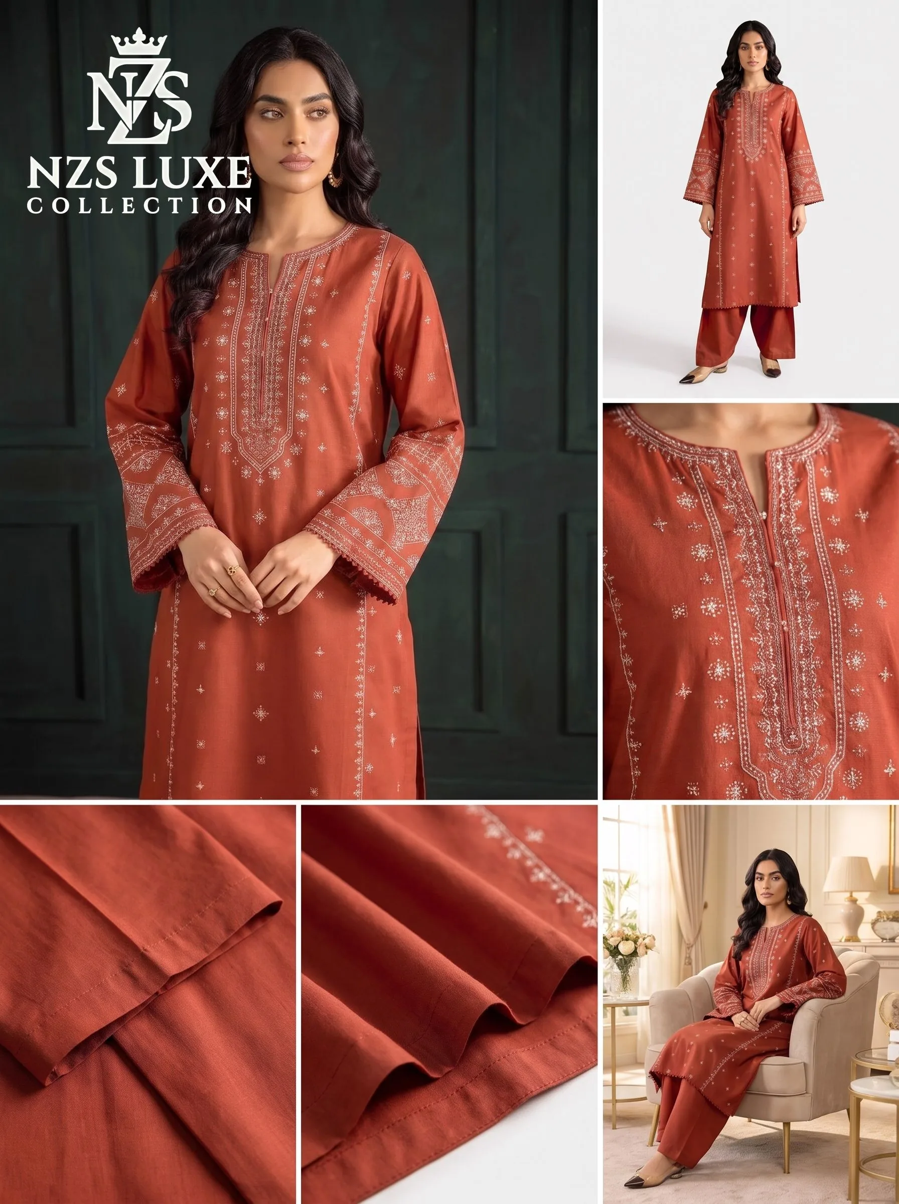 Dhanak Embroidered 2-Piece unStitched Suit - image 4