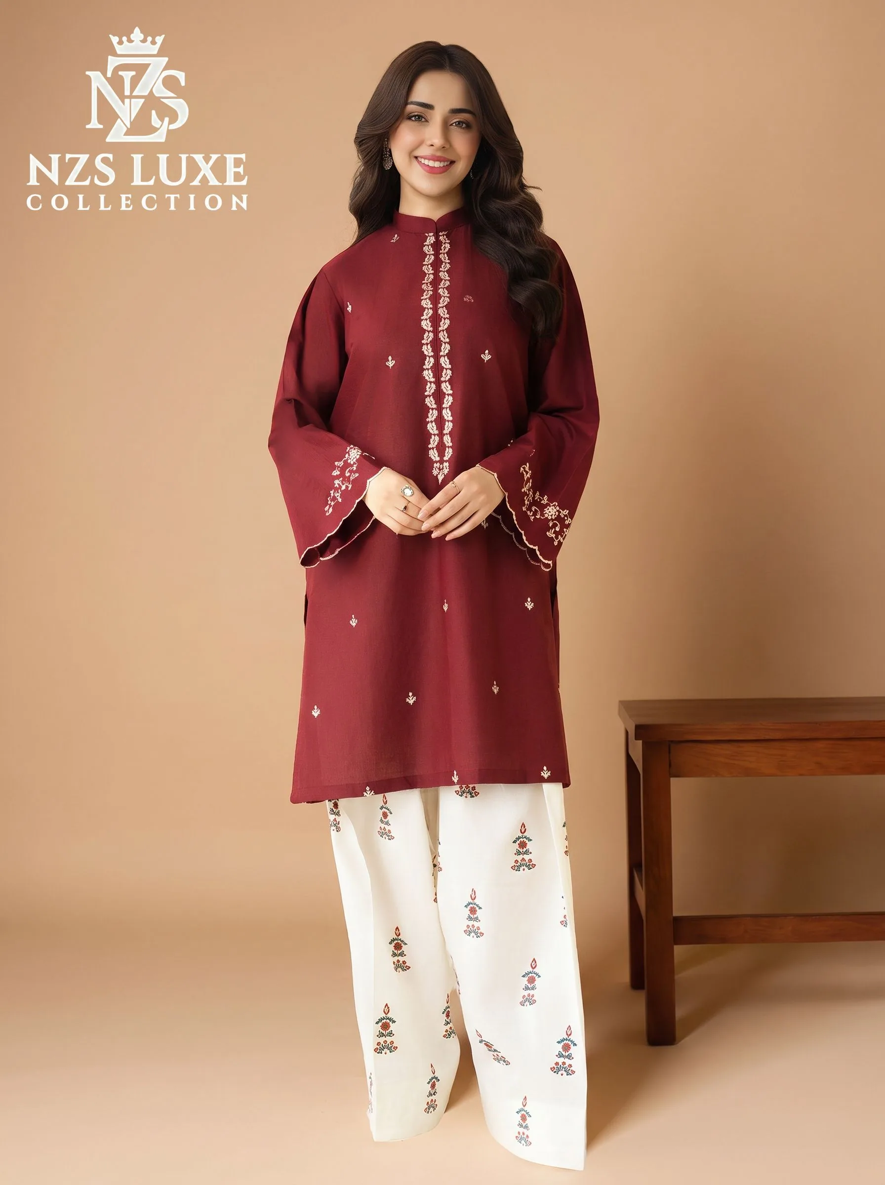 Dhanak Embroidered Front & Sleeves 2-Piece unStitched Suit - image 1