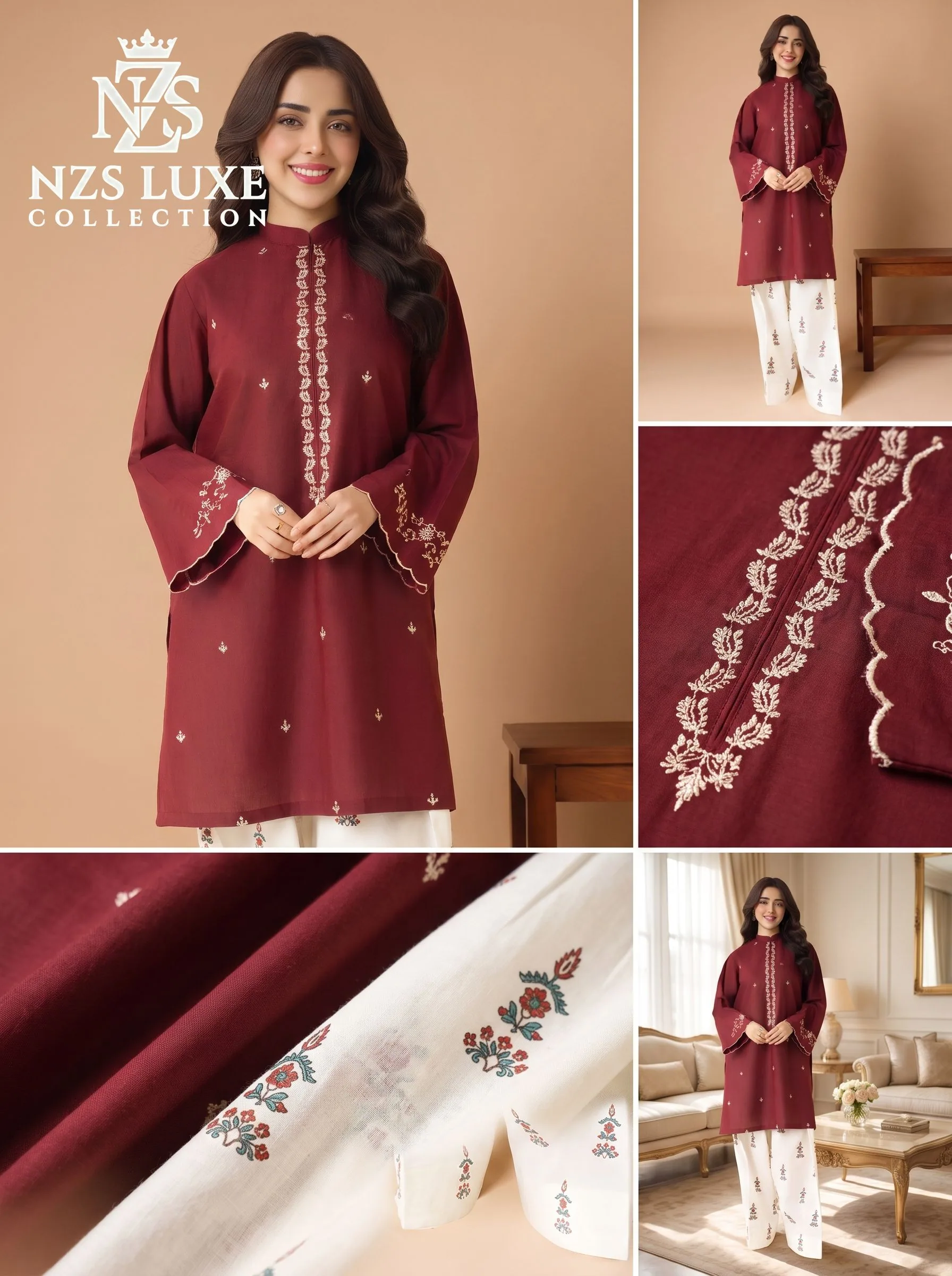 Dhanak Embroidered Front & Sleeves 2-Piece unStitched Suit - image 3