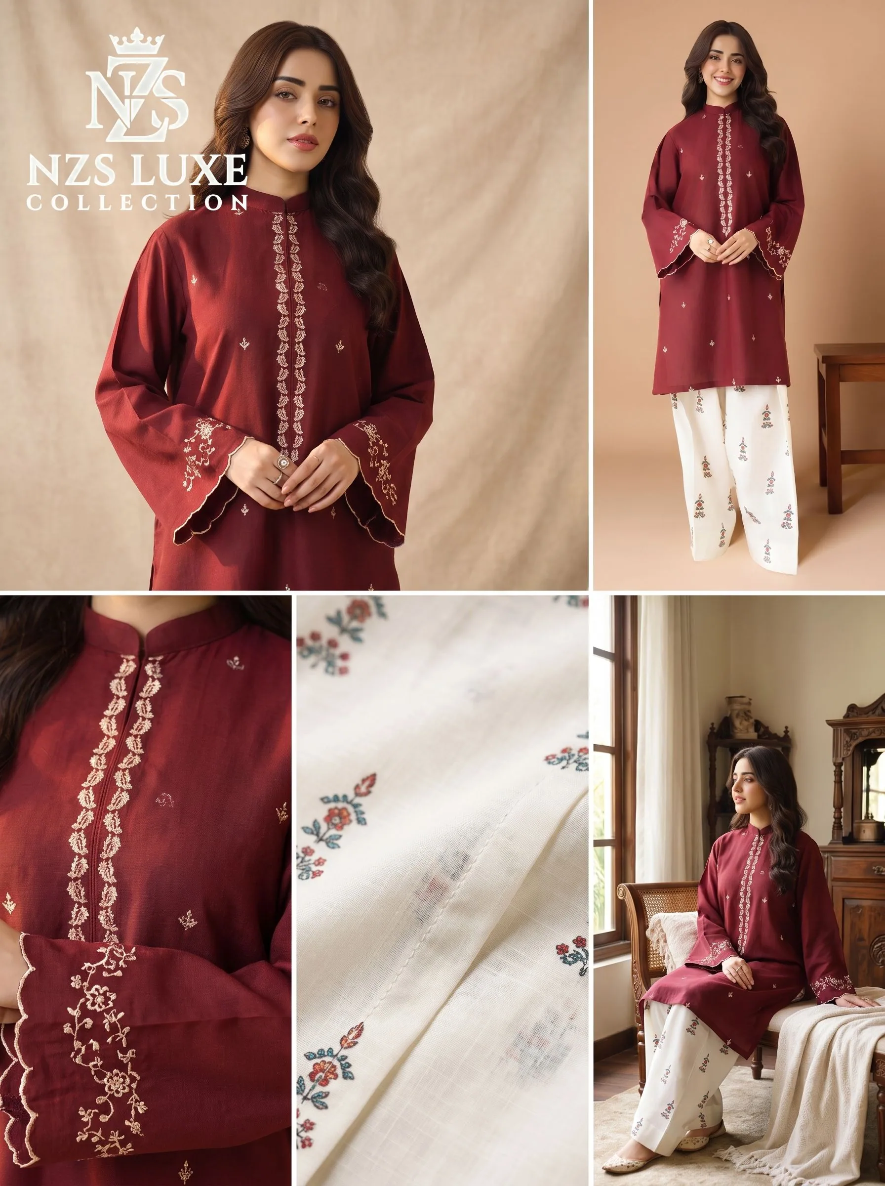 Dhanak Embroidered Front & Sleeves 2-Piece unStitched Suit - image 4
