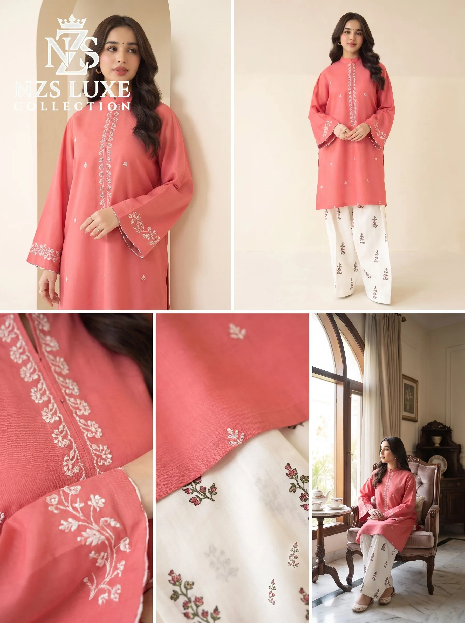 Dhanak Embroidered Front & Sleeves 2-Piece unStitched Suit - image 6