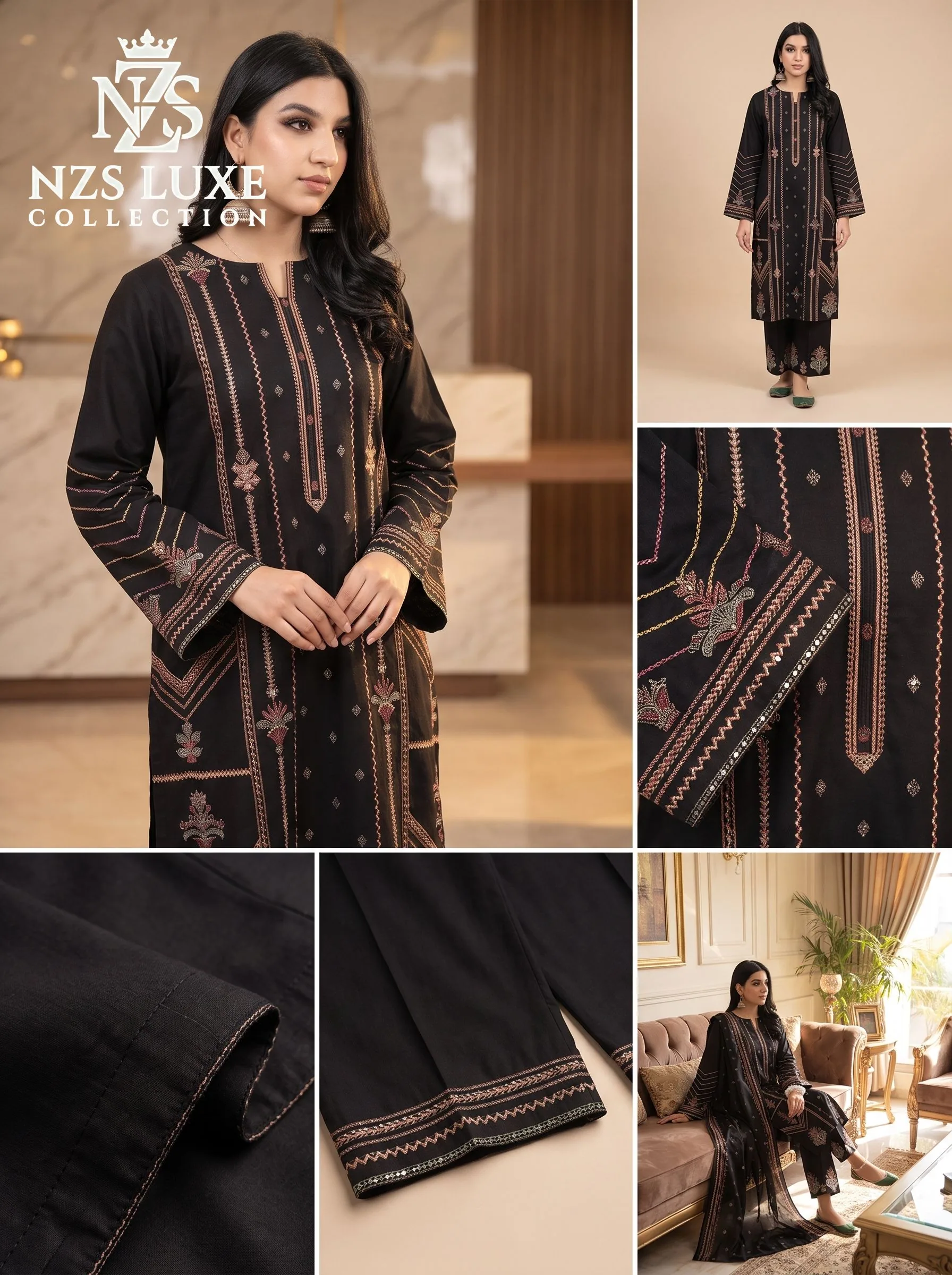 Dhanak Embroidered 2-Piece unStitched Suit - image 2