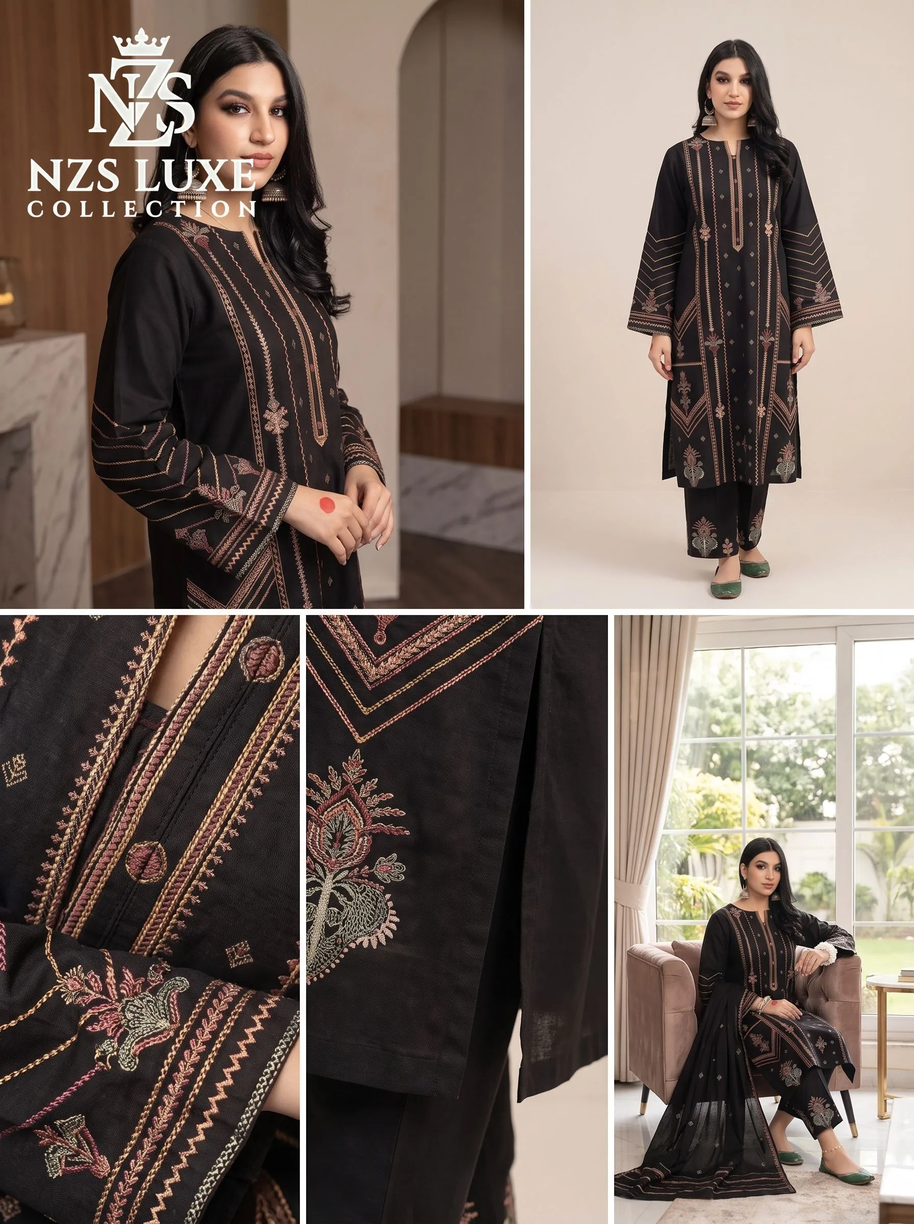 Dhanak Embroidered 2-Piece unStitched Suit - image 3
