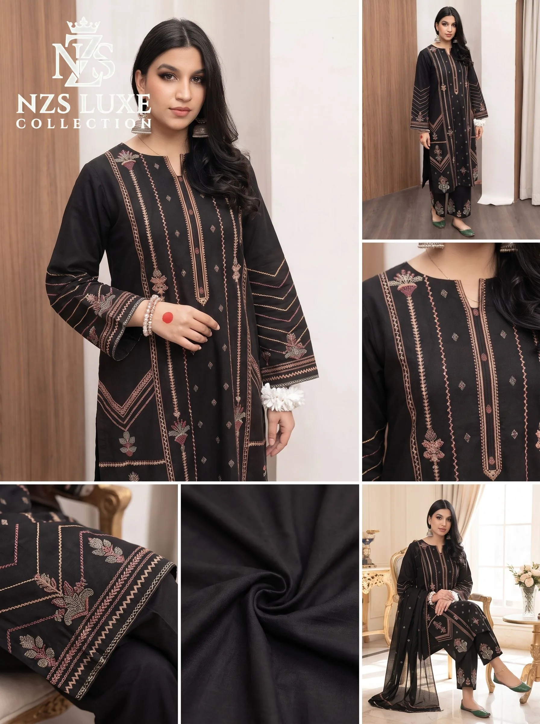 Dhanak Embroidered 2-Piece unStitched Suit - image 4