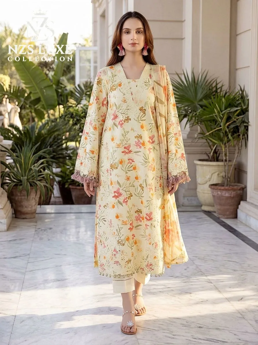 Luxury Suit with Cutwork Lace & Motifs