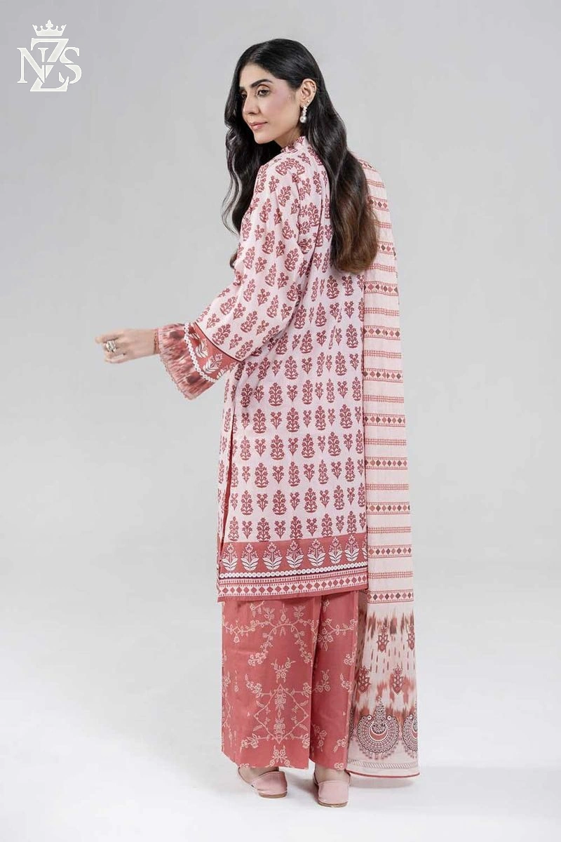 NZS LUXE Printed Lawn 3-Piece Stitched Suit in Pastel pink print - image 2