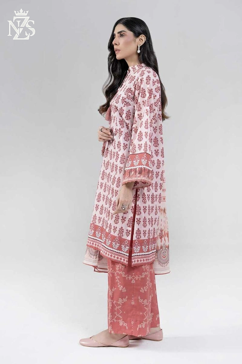 NZS LUXE Printed Lawn 3-Piece Stitched Suit in Pastel pink print - image 3
