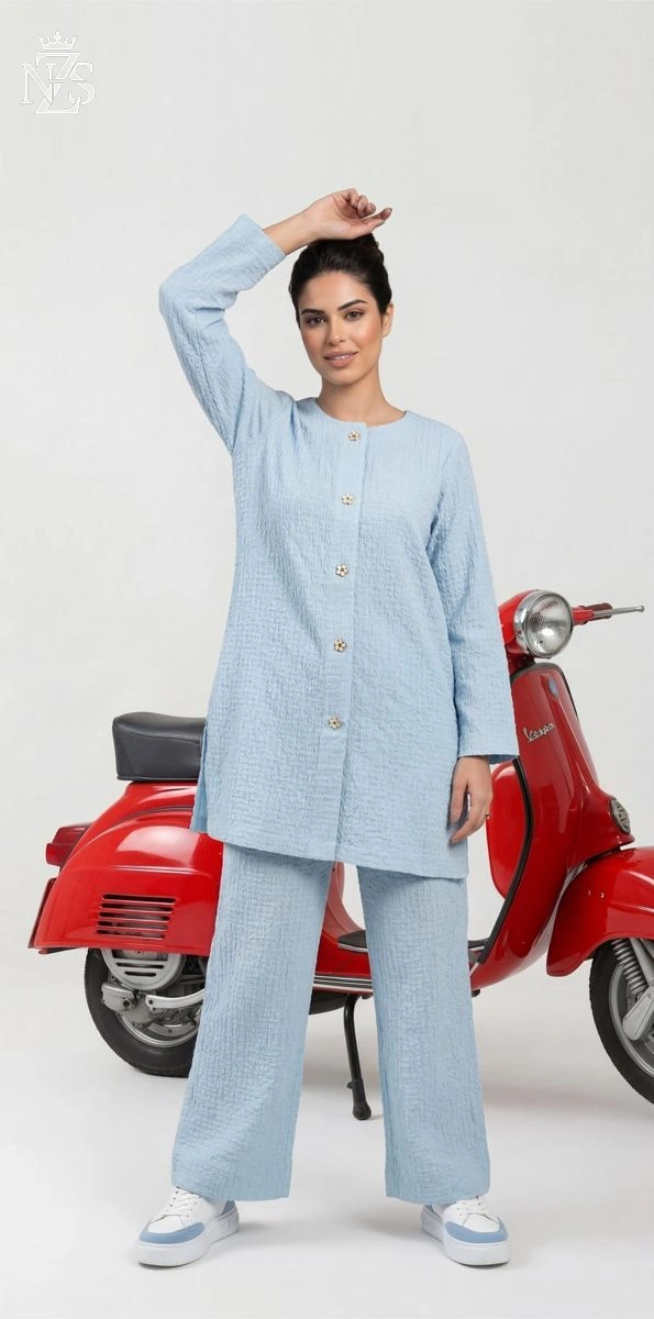 NZS LUXE Western Co-ord 2-Piece Stitched Suit in Sky blue - image 1