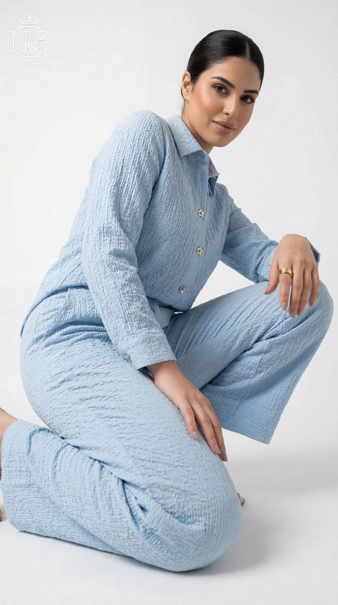 NZS LUXE Western Co-ord 2-Piece Stitched Suit in Sky blue - image 2