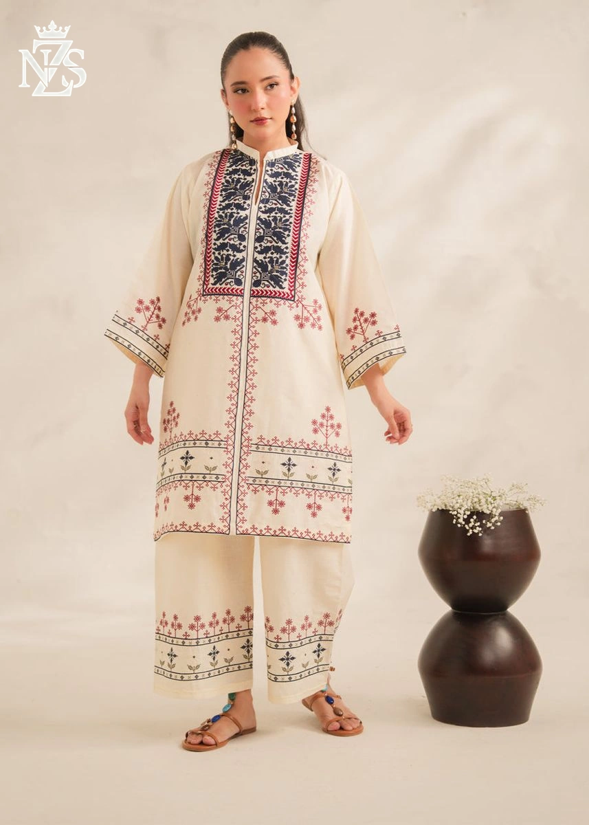 Parisa Embroidered Lawn 2-Piece Stitched Suit in Off-white - image 2
