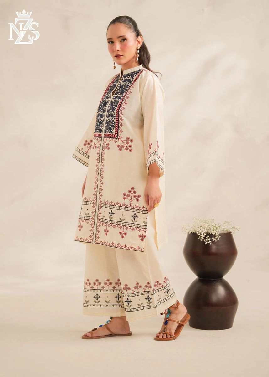 Parisa Embroidered Lawn 2-Piece Stitched Suit in Off-white - image 3