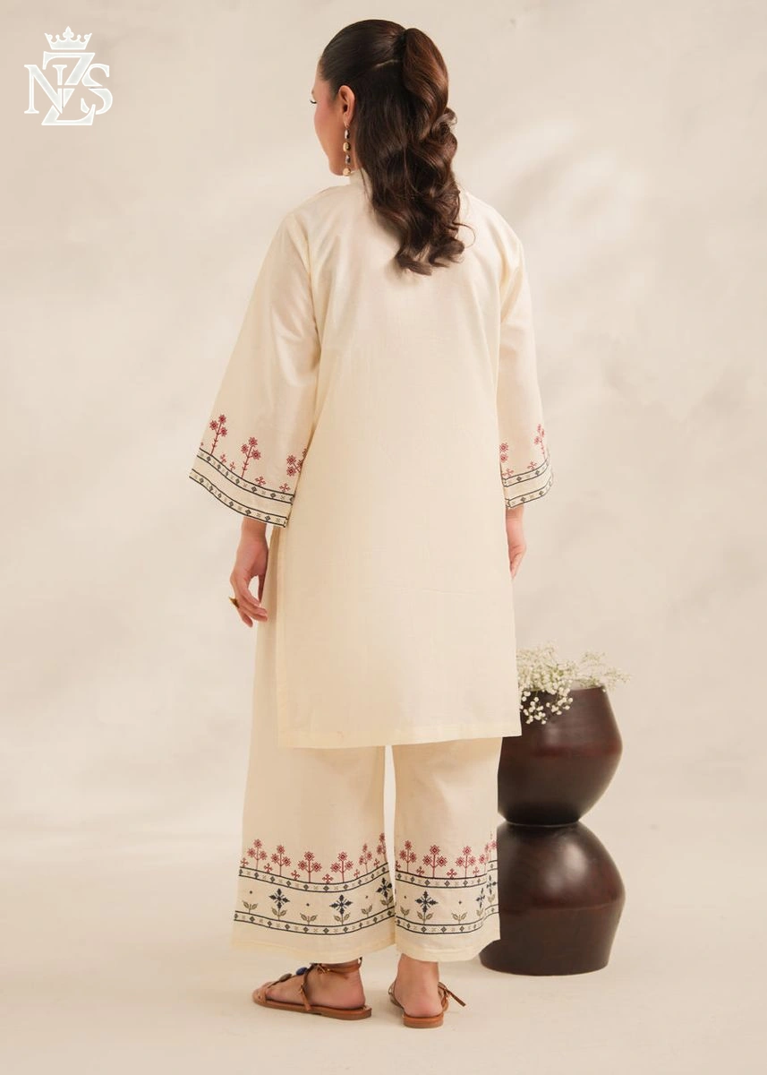 Parisa Embroidered Lawn 2-Piece Stitched Suit in Off-white - image 4