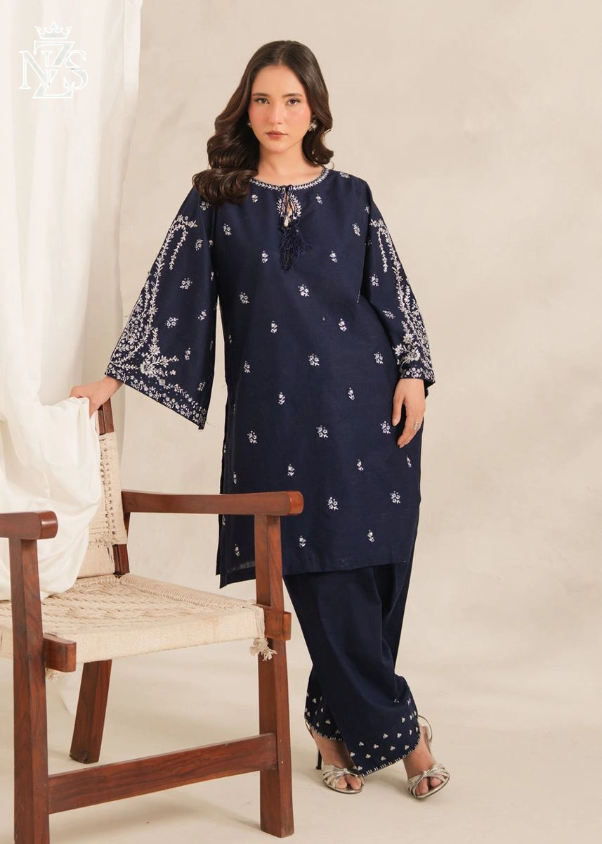 Kashaf Embroidered 2-Piece Stitched Suit in Navy blue - image 1