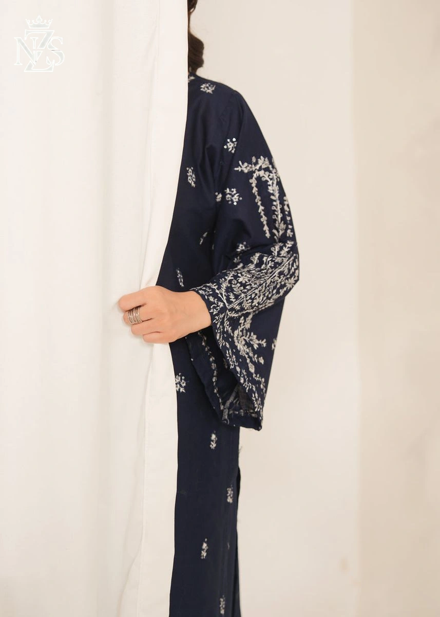 Kashaf Embroidered 2-Piece Stitched Suit in Navy blue - image 2