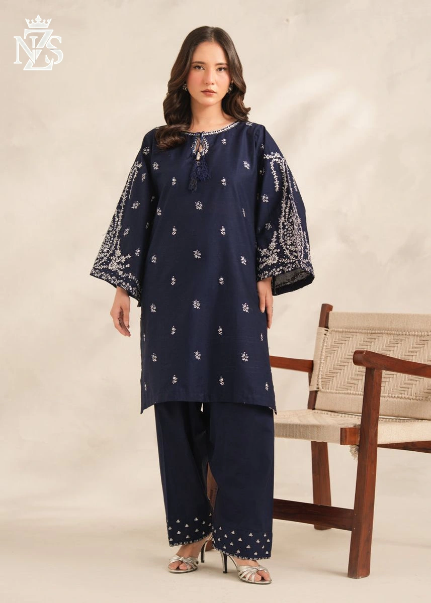 Kashaf Embroidered 2-Piece Stitched Suit in Navy blue - image 4
