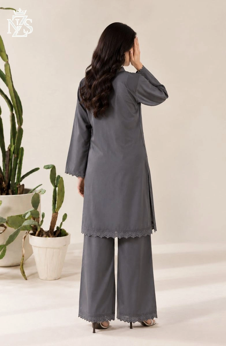 Tabeer Embroidered Silk Co-ord 2-Piece Stitched Suit in Grey - image 2