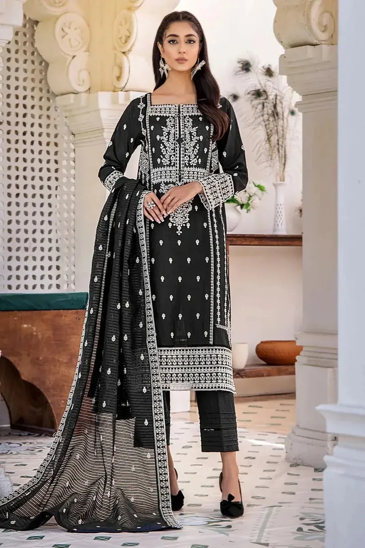 Black Embroidered Khaddar 3-Piece Winter Collection - image 1