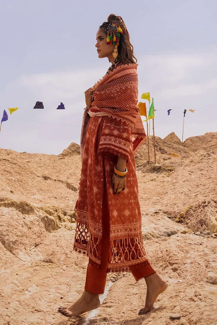 Rust Printed Khaddar 3-Piece Winter Collection - image 2