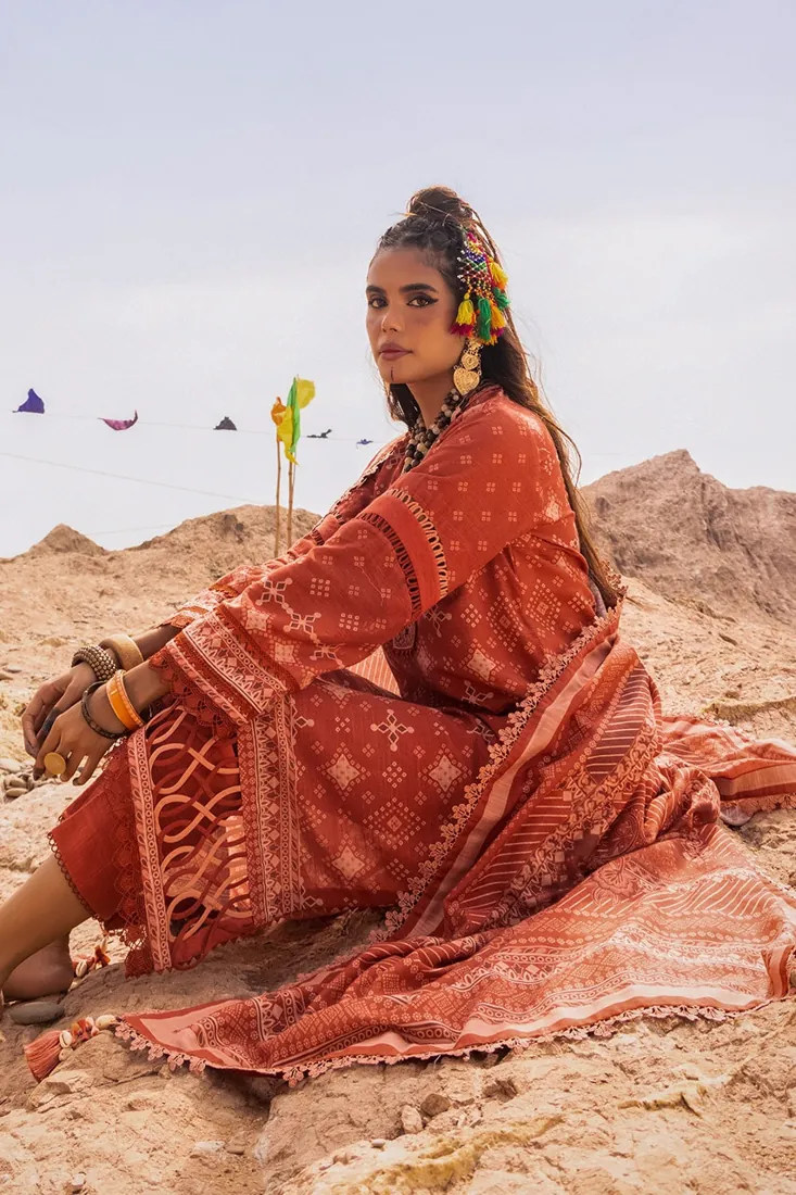 Rust Printed Khaddar 3-Piece Winter Collection - image 3
