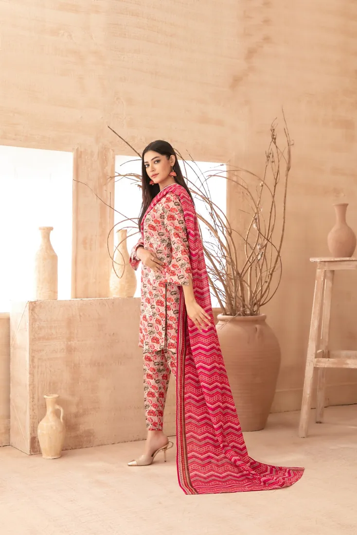Pink Embroidered Printed Khaddar 3-Piece Winter Collection - image 2