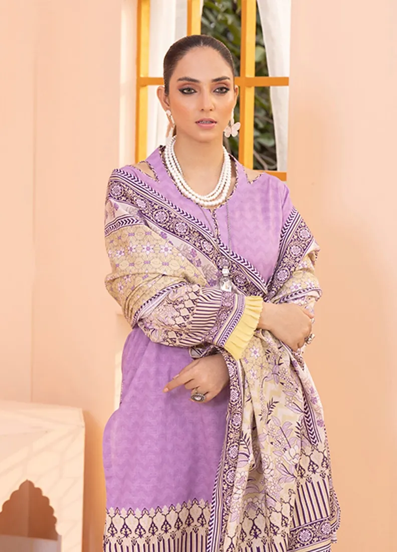 Lilac Printed Khaddar 3-Piece Winter Collection - image 2