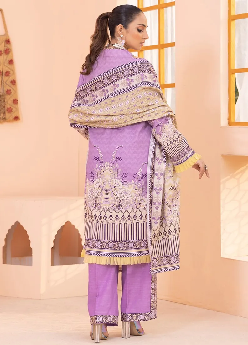 Lilac Printed Khaddar 3-Piece Winter Collection - image 4