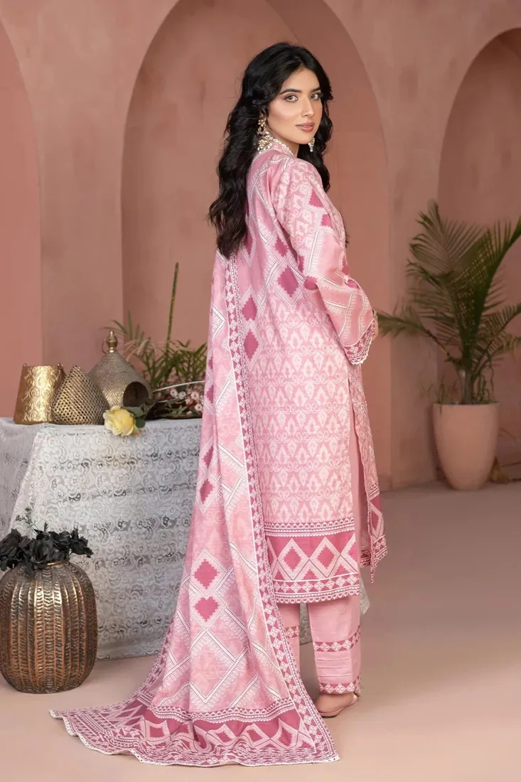 Oyster Pink Embroidered Printed Khaddar 3-Piece Winter Collection - image 2