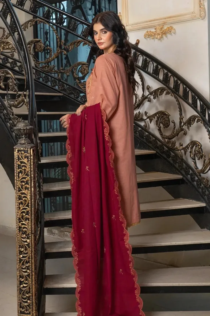 Dusky Rose Embroidered Khaddar 3-Piece Winter Collection - image 2