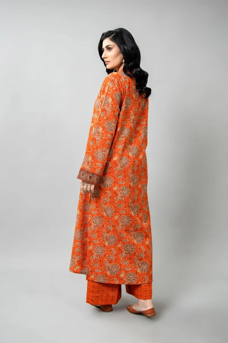 Rust Printed Slub Khaddar 2-Piece Winter Collection - image 2