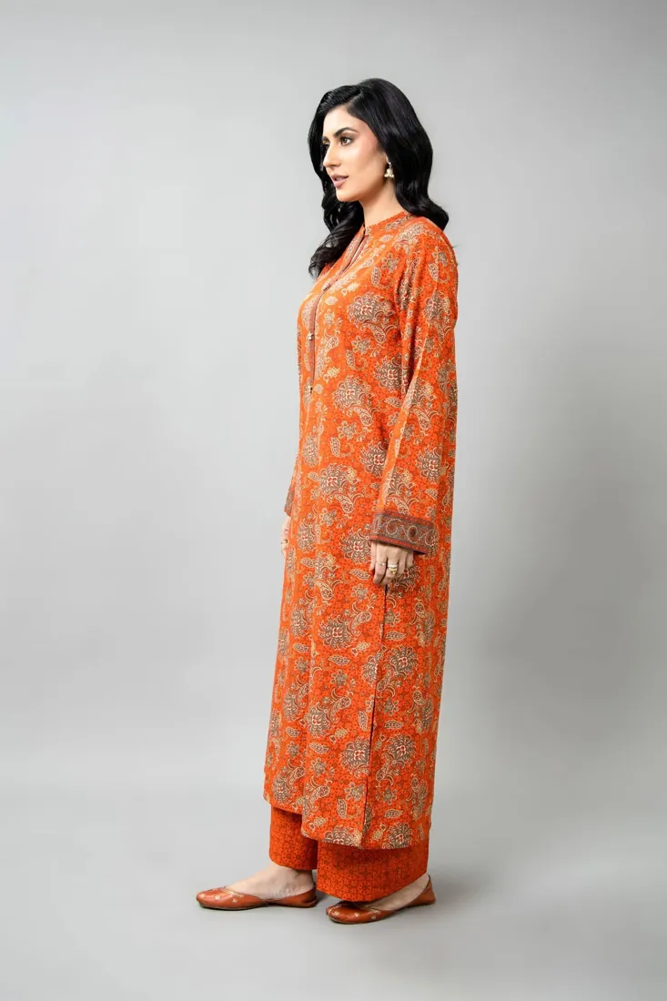 Rust Printed Slub Khaddar 2-Piece Winter Collection - image 3