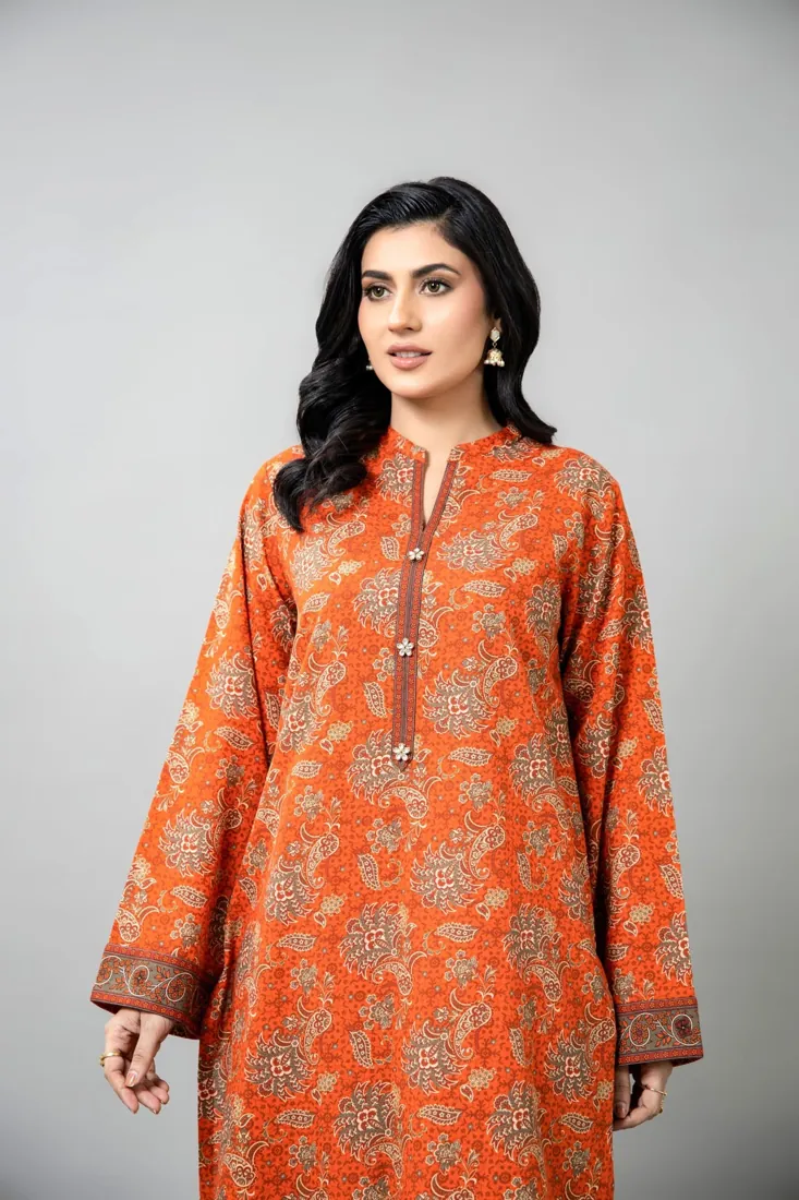 Rust Printed Slub Khaddar 2-Piece Winter Collection - image 4