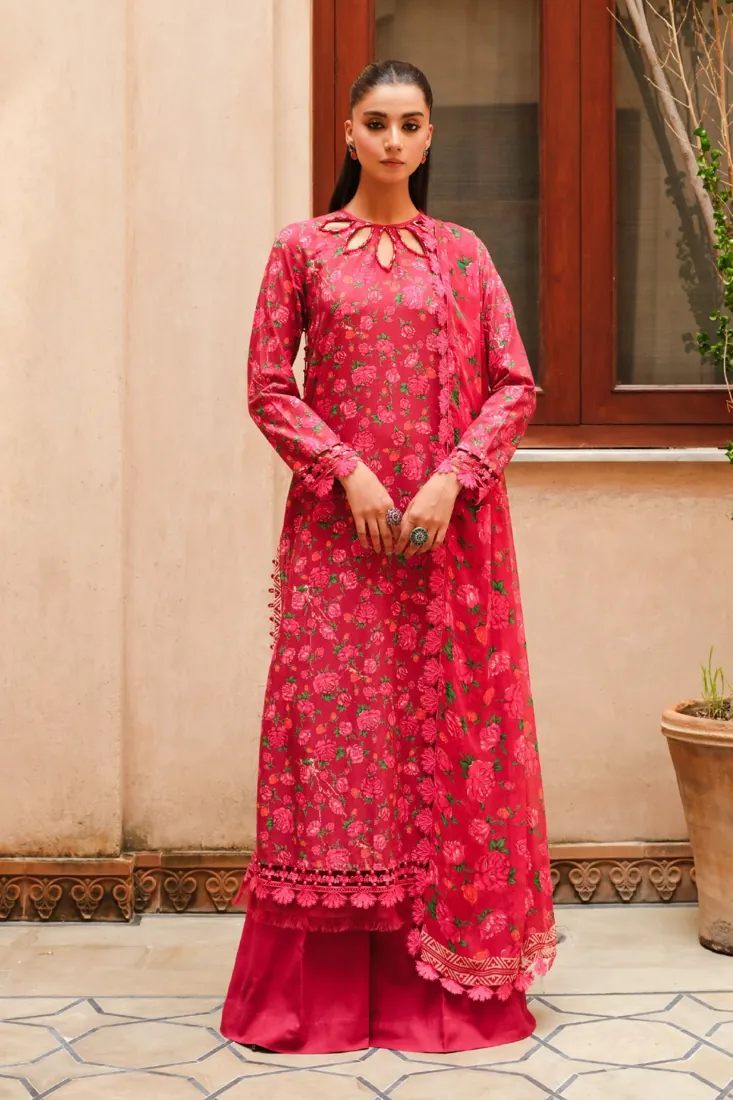 Red Printed Slub Khaddar 2-Piece Winter Collection - image 1