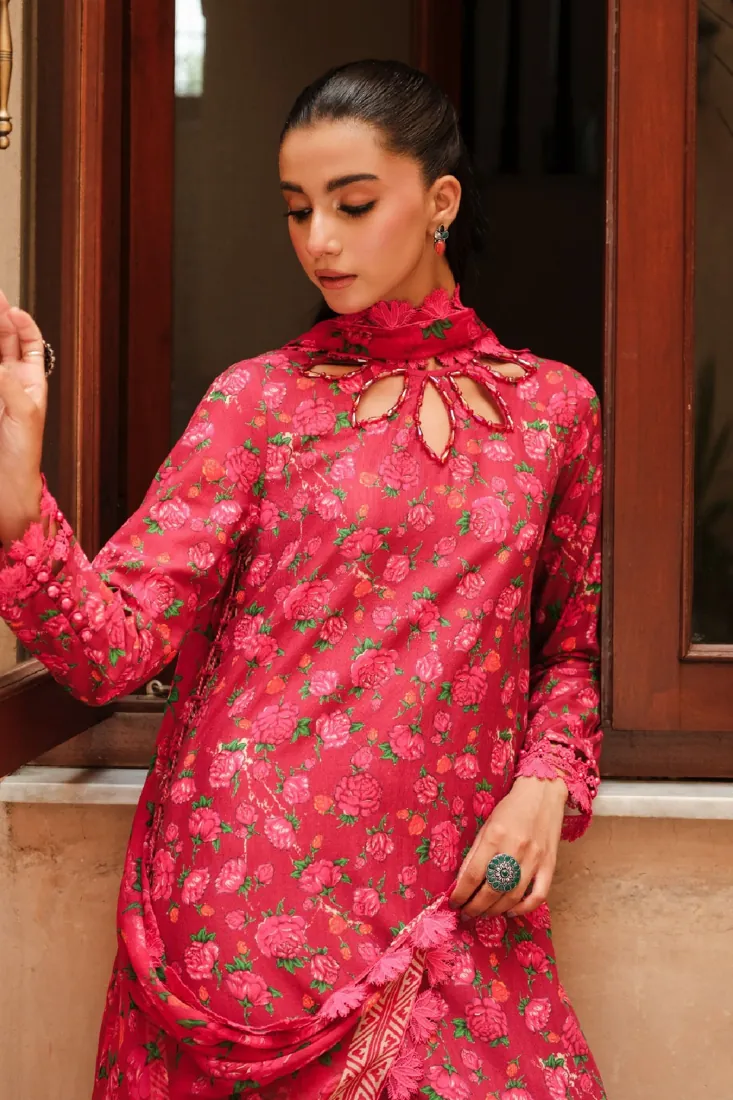 Red Printed Slub Khaddar 2-Piece Winter Collection - image 2