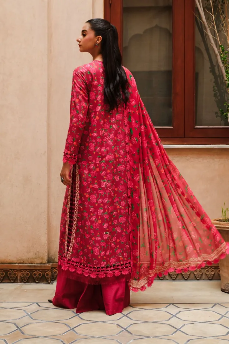 Red Printed Slub Khaddar 2-Piece Winter Collection - image 3