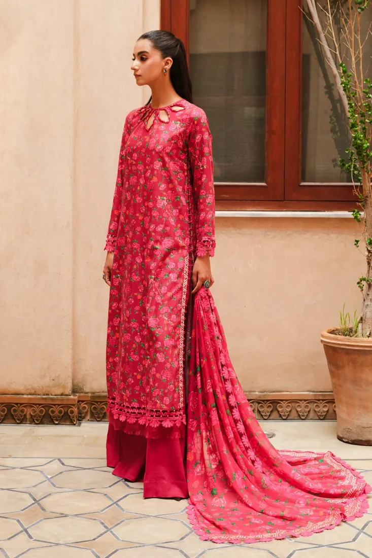 Red Printed Slub Khaddar 2-Piece Winter Collection - image 4