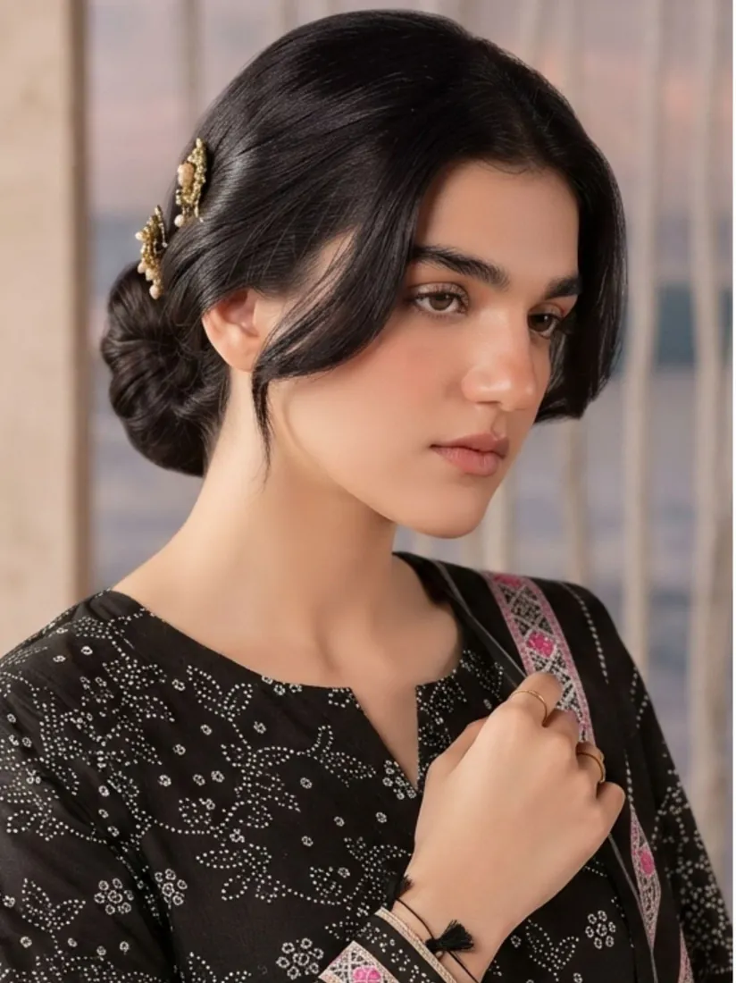 Black Printed Khaddar 3-Piece Winter Collection - image 5