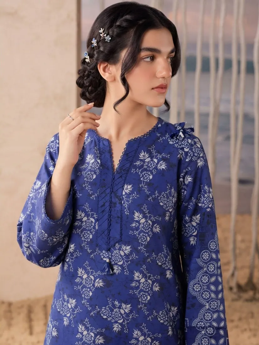 Royal Blue Printed Khaddar 3-Piece Winter Collection - image 2