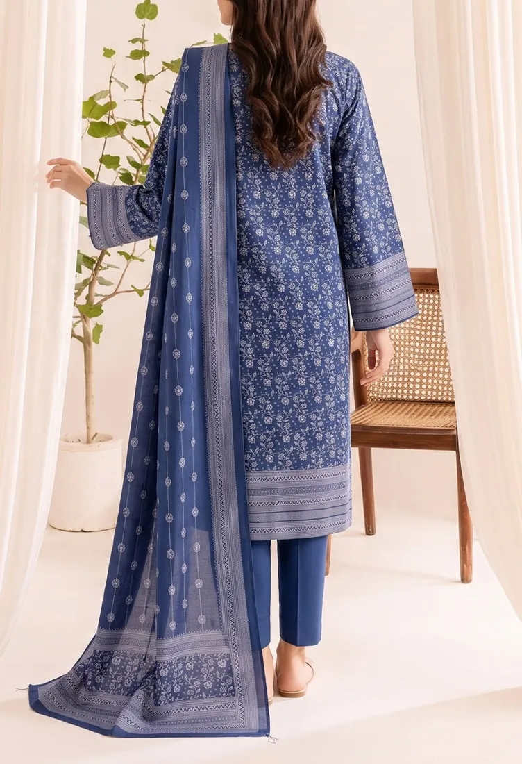 Denim Blue Printed Pashmina Dhanak 3-Piece Winter Collection - image 3