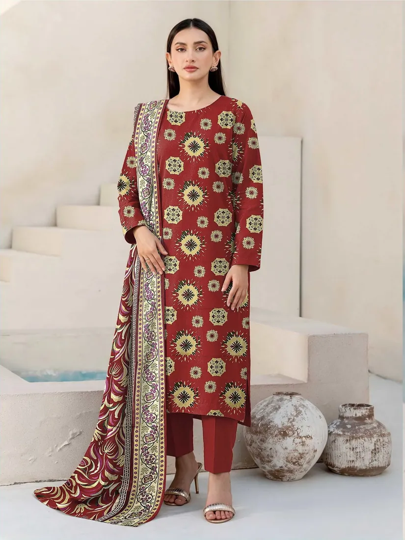 Rust Brown Printed Marina 3-Piece Winter Collection - image 1
